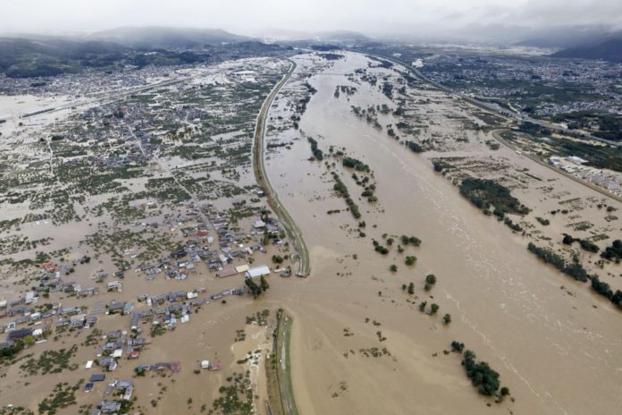 Der Taifun Hagibis sorgte für eine Überflutung der japanischen Stadt Nagano